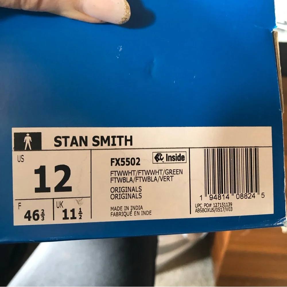 NEW in box! Adidas Stan Smith white and green Mens sneaker size 11 and… - Picture 10 of 12